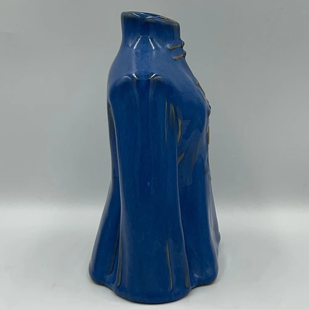 Vintage Blue Glazed Vase- Asian Themed Robe Kimono